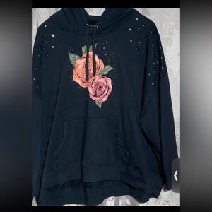Torrid Black Hoodie with Orange Floral Design